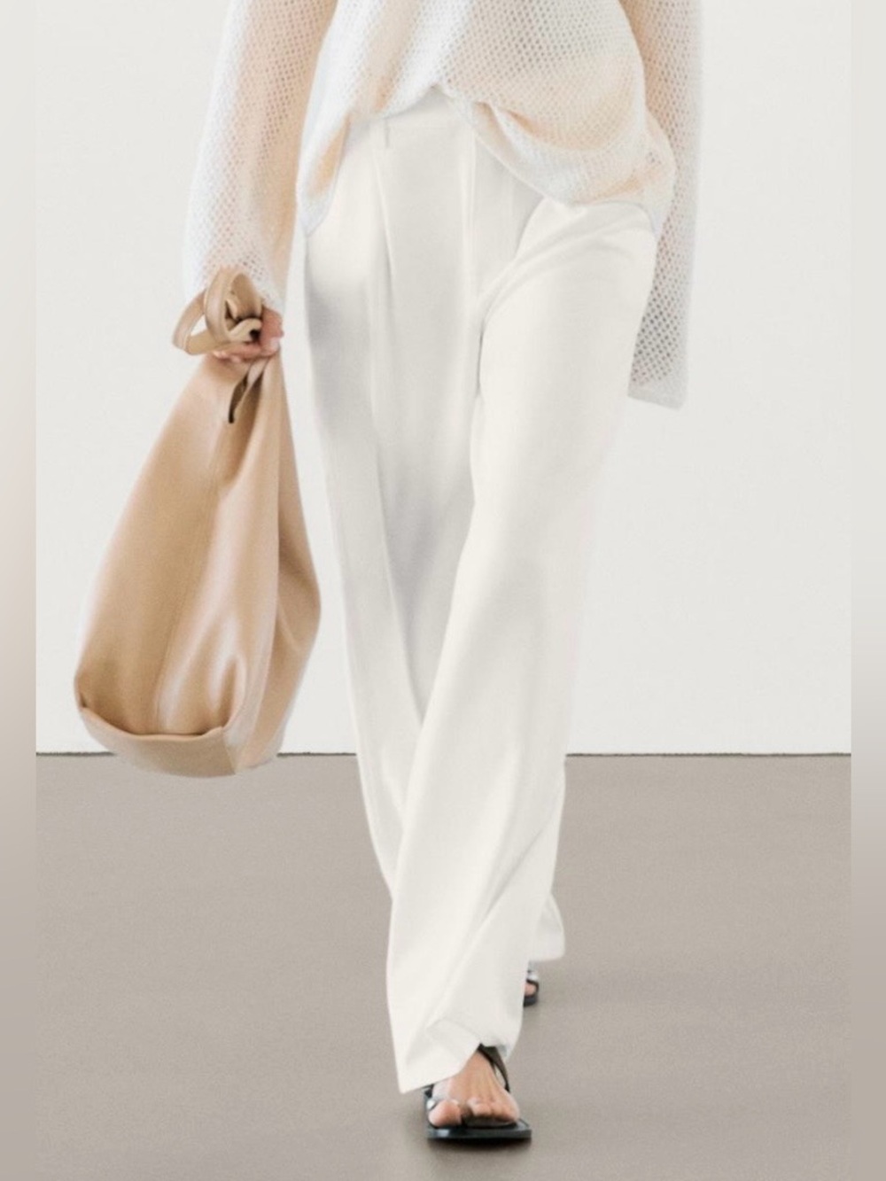 Massimo Dutti pleased White Wide-Leg Jeans